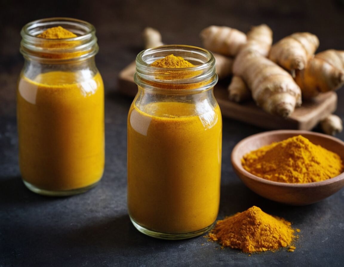 Shot in kleine Flaschen oder Gläser füllen - Ingwer Kurkuma Shot Rezept: Gesund und Einfach Zubereiten für Dein Wohlbefinden