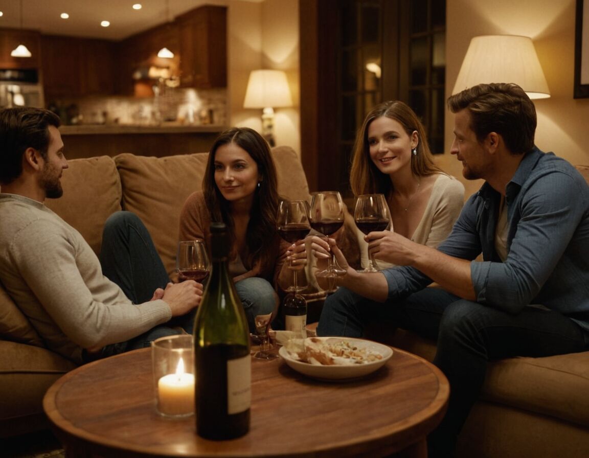 Gespräche bei einem Glas Wein genießen - Gemütlich Samstag Abend Gruß: Ideen für einen entspannten Abend mit Freunden und Familie