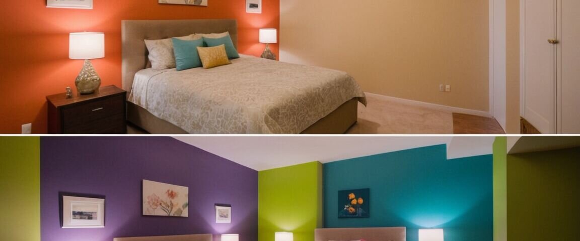 Vorher Nachher: Kleine Räume durch Farbe größer wirken lassen