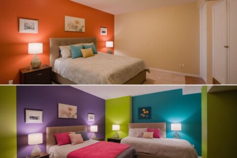 Vorher Nachher: Kleine Räume durch Farbe größer wirken lassen